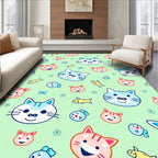 Cute Cat and Fish Friends Rug