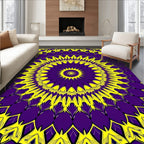 Vibrant Purple Yellow Sunburst Mandala Rug
