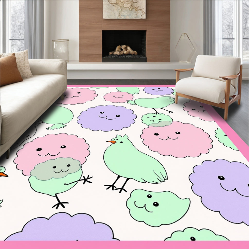 Playful Fluffy Cloud Bird Collection Rug