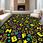 Retro Alphabet Hearts Stars Collage Design Rug