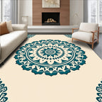 Teal Mandala Inspired Circular Ornament Rug