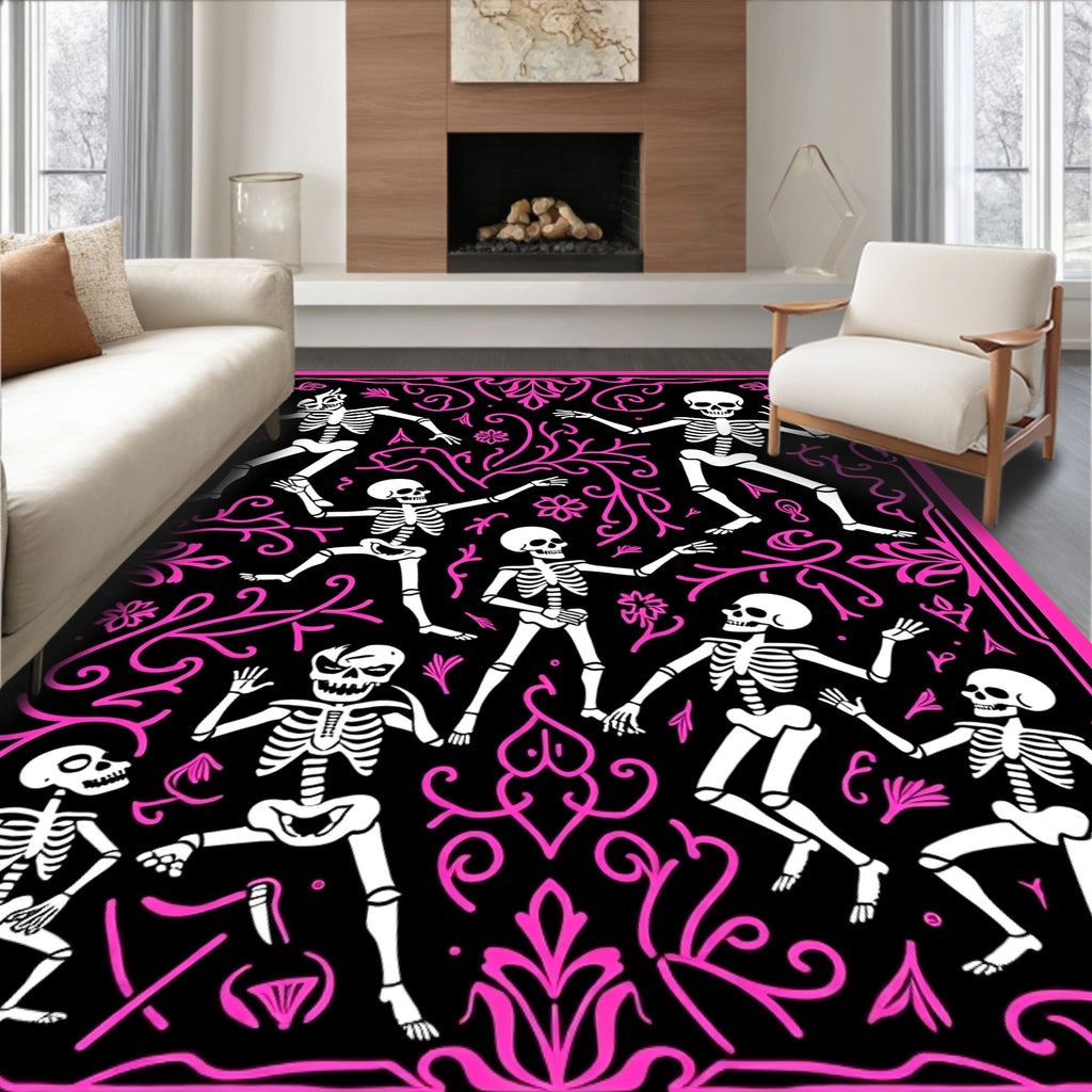 Day of the Dead Dancing Skeleton Border Rug