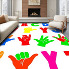 Colorful Alphabet Hands Graphic Rug