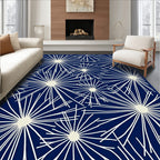 Navy White Starburst Floral Scatter Rug