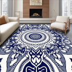 Deep Blue Mandala Symmetry Rug
