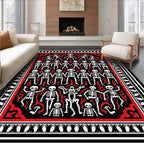 Skeleton Brigade Red Black Bone Rug