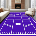 Bold Purple Football Field Graphic Rug
