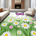 Pink Butterfly Daisy Meadow Grass Rug