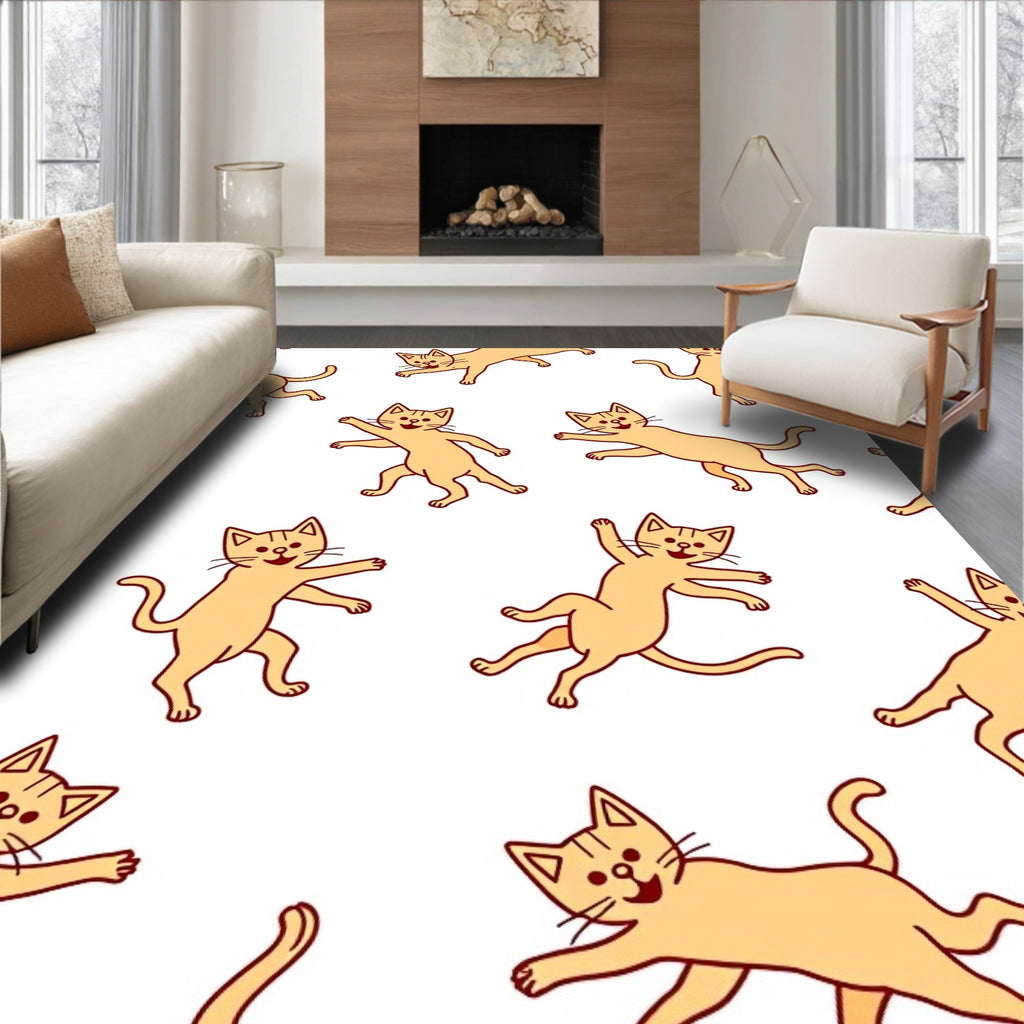 Playful Orange Cats Repeating Pattern Rug