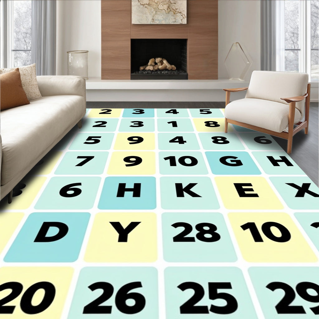 Grid Number Letter Arrangement Rug