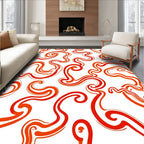 Crimson Swirl Abstract Ribbon Rug
