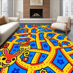 Playful Yellow Bunny Maze With Numbers Rug