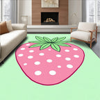 Pink Polka Dot Strawberry illustration Rug