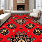 Scarlet Mandala Bloom Intricate Rug