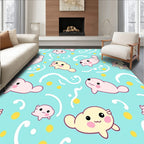 Cute Pink and Yellow Seals Water Pattern Rug