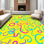 Bright Yellow Swirling Confetti Lines Rug