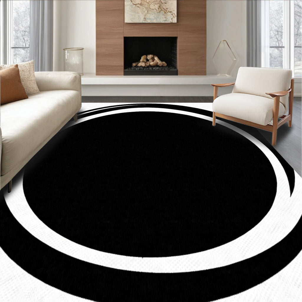 Monochromatic Abstract Circle Swirl Rug