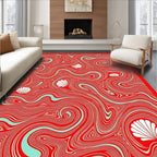 Crimson Swirl Shell Ocean Rug