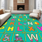 Playful Alphabet Creatures Cartoon Rug