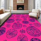 Hot Pink Onion Botanical Line Art Rug