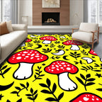 Red White Mushroom Yellow Botanical Garden Rug