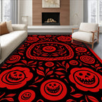 Red Skull Flower Garden Rug