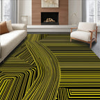 Bold Yellow Linear Geometric Rug