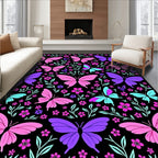 Vibrant Pink Purple Butterfly Garden Rug