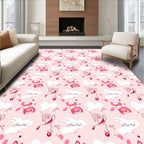 Pink Contemporary Abstract Line Drawing Faces Rug