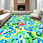 Playful Pink Floral Abstract Swirl Rug