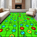 Retro Green Geometric Circles Rug
