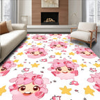 Pink Kawaii Character Starry Repeat Rug