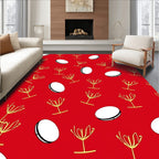 Crimson Yellow Outline Floral Circles Rug