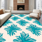 Teal Abstract Floral Contemporary Repeat Rug