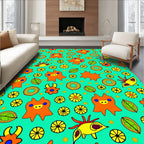 Playful Orange Creatures Floral Medley Rug
