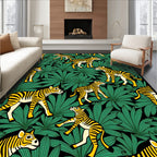 Yellow Zebra Tropical Leaf Jungle Rug