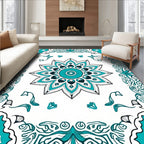 Teal Intricate Floral Star Medallion Rug