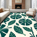 Deep Teal Tropical Leaf Arrangement Rug