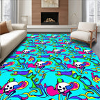 Psychedelic Skull Whimsical Flowing Vines Rug