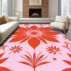 Coral Floral Burst Mandala Pink Rug