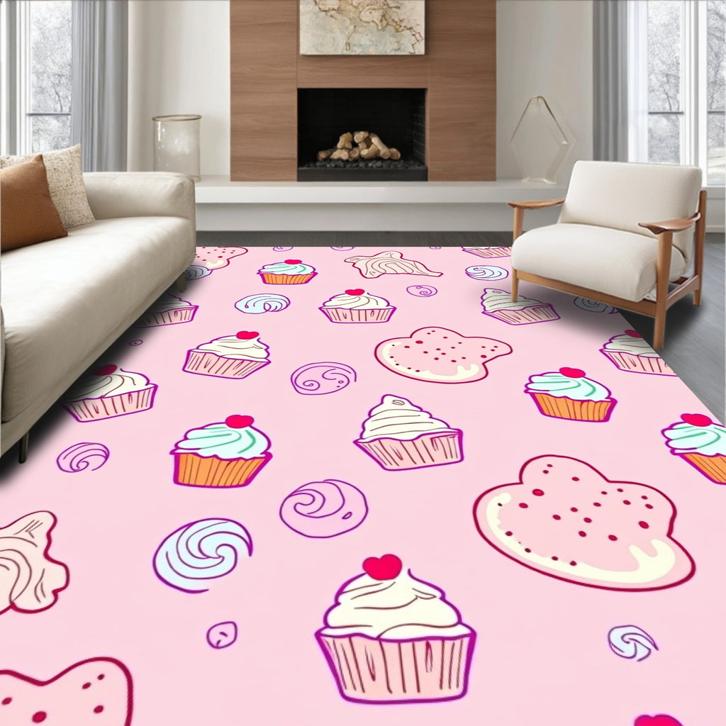 Sweet Pink Cupcake Swirl Rug