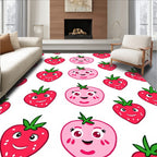 Cartoon Red Strawberry Pink Tomato Pattern Rug