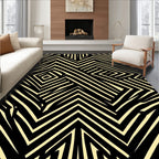 Black Cream Geometric Illusion Rug