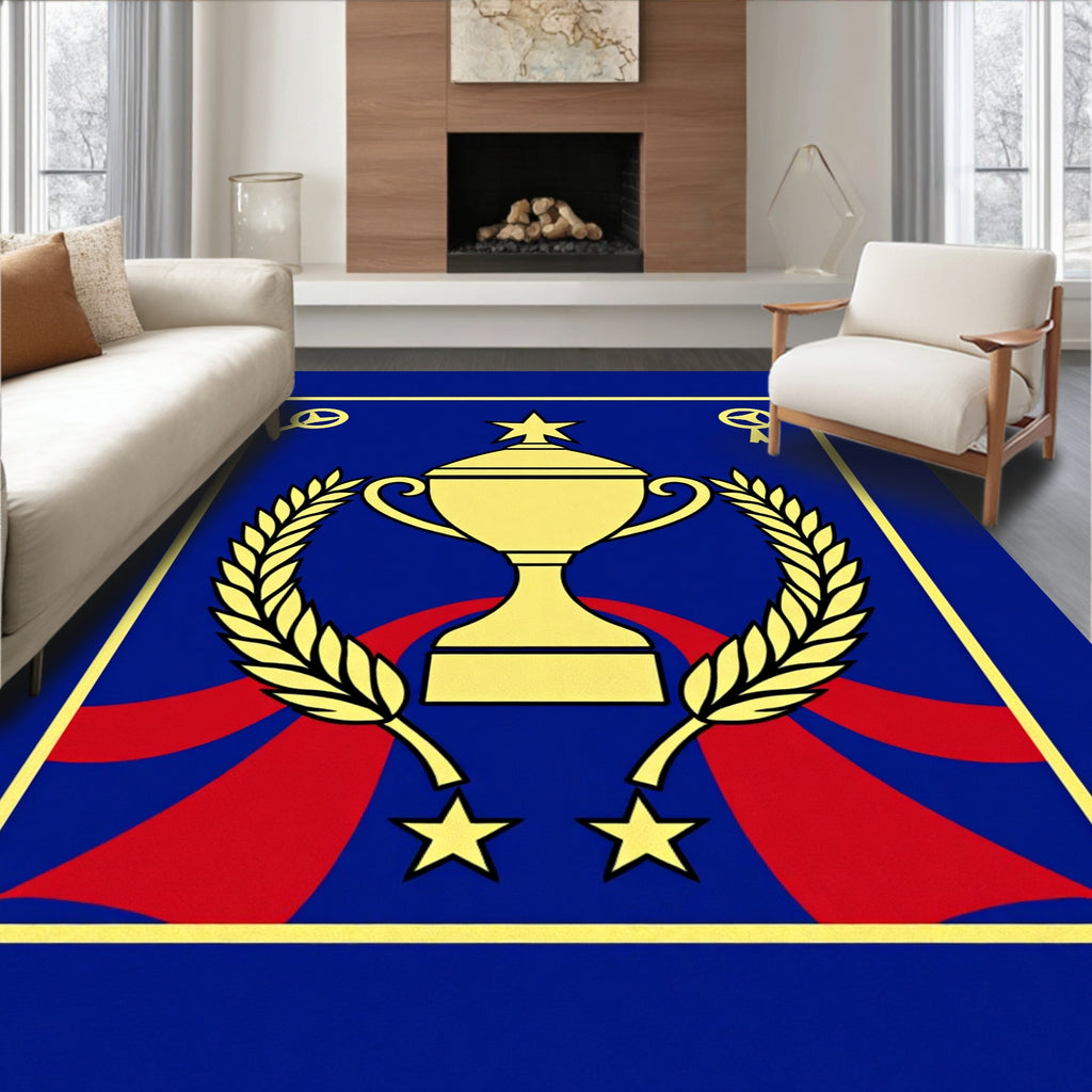 Golden Trophy Laurel Red Stars Rug