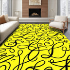Bold Black Script Yellow Background Rug