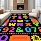 Vibrant Alphabet Numbers Graphics Rug