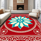 Crimson Flower Ivory Teal Accents Rug