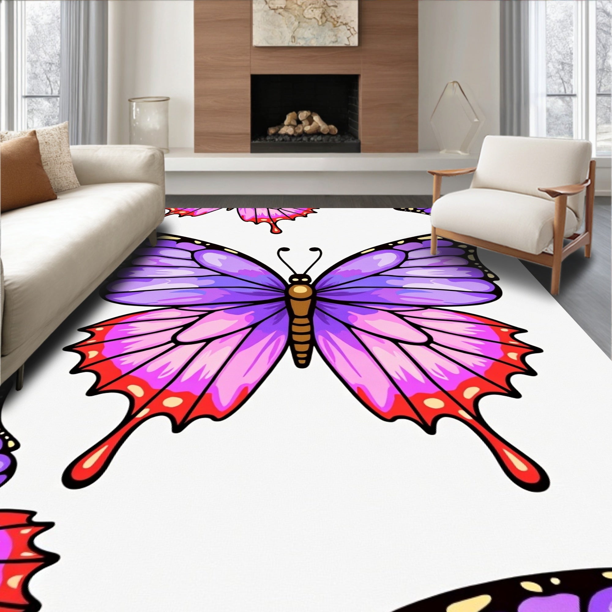 Vibrant Purple Butterfly Wings Rug