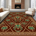 Rich Brown Emerald Crested Medallion Rug