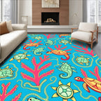 Ocean Turtle Coral Sea Creature Collection Rug